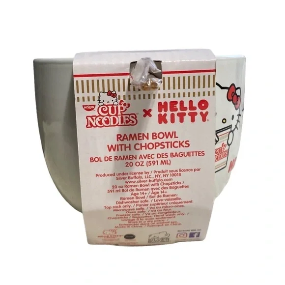 HELLO KITTY CUP NOODLES Ramen Bowl with Chopsticks - Picture 5 of 6